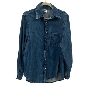 H&M Mens Denim Casual Button Down Shirt size S